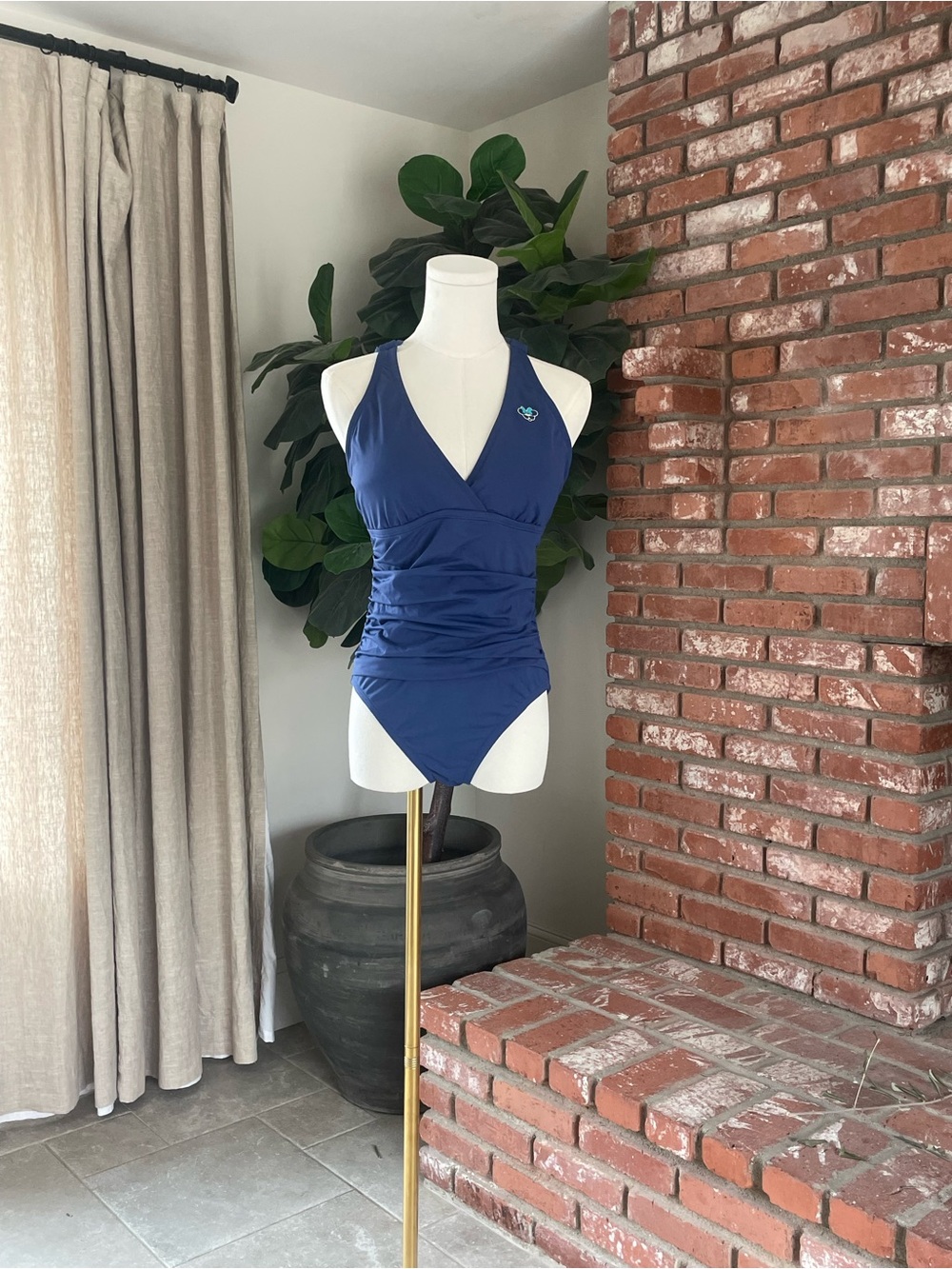 Disney Navy Blue Halter One-Piece Swimsuit with Ruched Waist